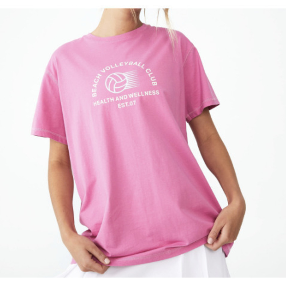 Cotton On Pink Volleyball Tee - Women's XL Activewear Shirt
